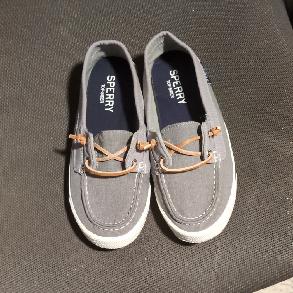 Sperry Gray Canvas Boat Shoes - Women's Flats